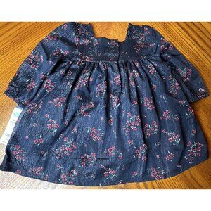 NWT OshKosh B'Gosh Blue Floral Puff Long Sleeve Dress 6M
